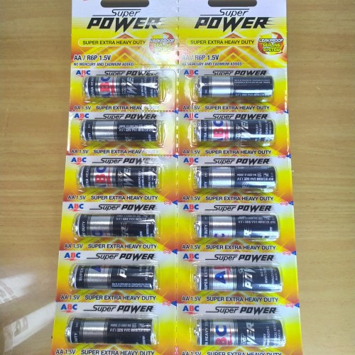 Jual ABC BATERAI SUPER POWER R-6 (AA), R-03 (AAA) KECIL HITAM | Shopee ...