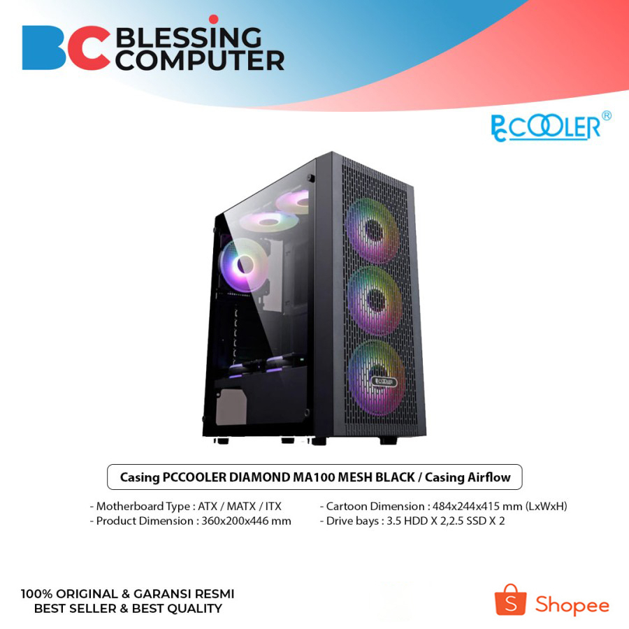 Jual Casing Pccooler Diamond Ma Mesh Black Casing Airflow Shopee Indonesia