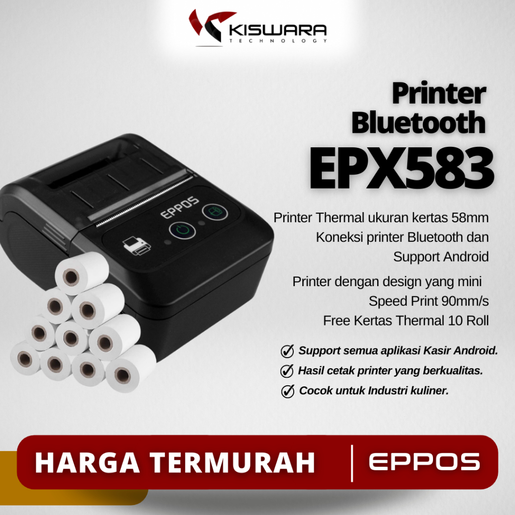 Jual [PROMO] Paket Printer Bluetooth EPPOS RPP02 (Baterai) + 10 Roll ...
