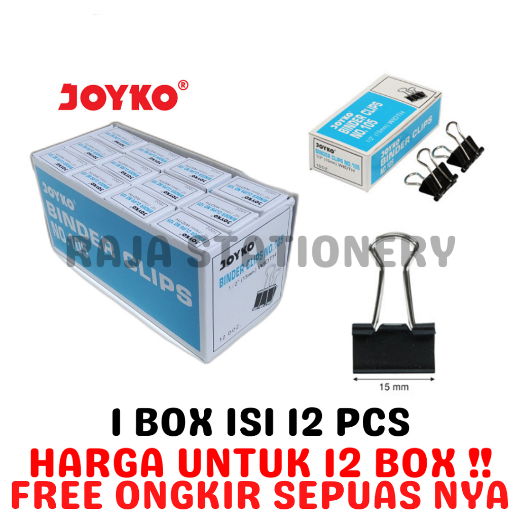 Jual JOYKO BINDER CLIP 105 KECIL 15MM KLIK KERTAS JOYKO NO.105 [12BOX