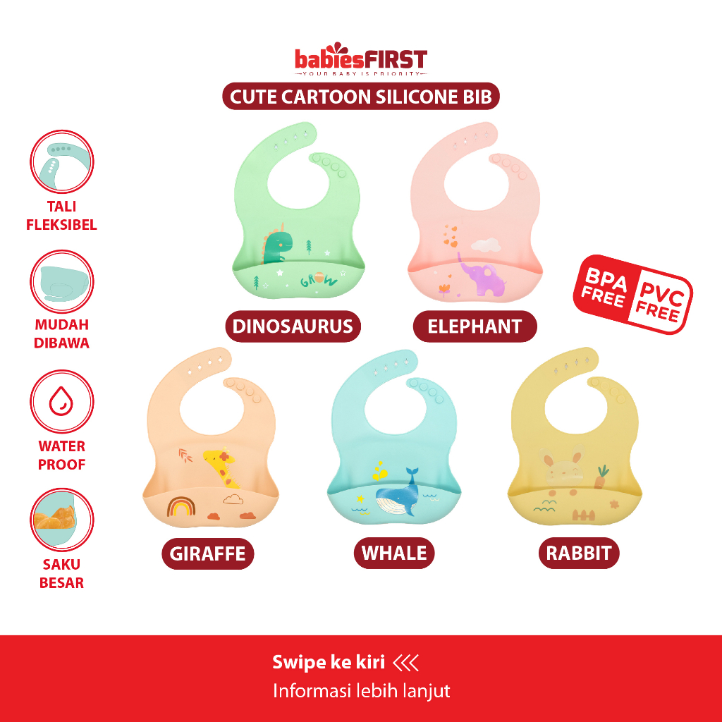 Jual BabiesFIRST Cute Cartoon Silicone Baby Bib Slabber