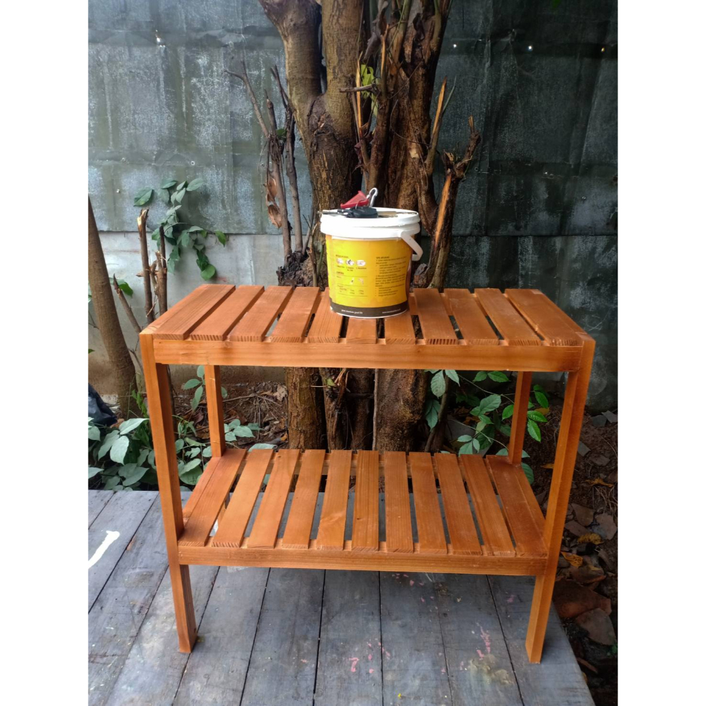 Jual Wooden Shelf 2 Tingkat / Rak Kayu/Rak Serbaguna /Rak Dispenser/rak ...