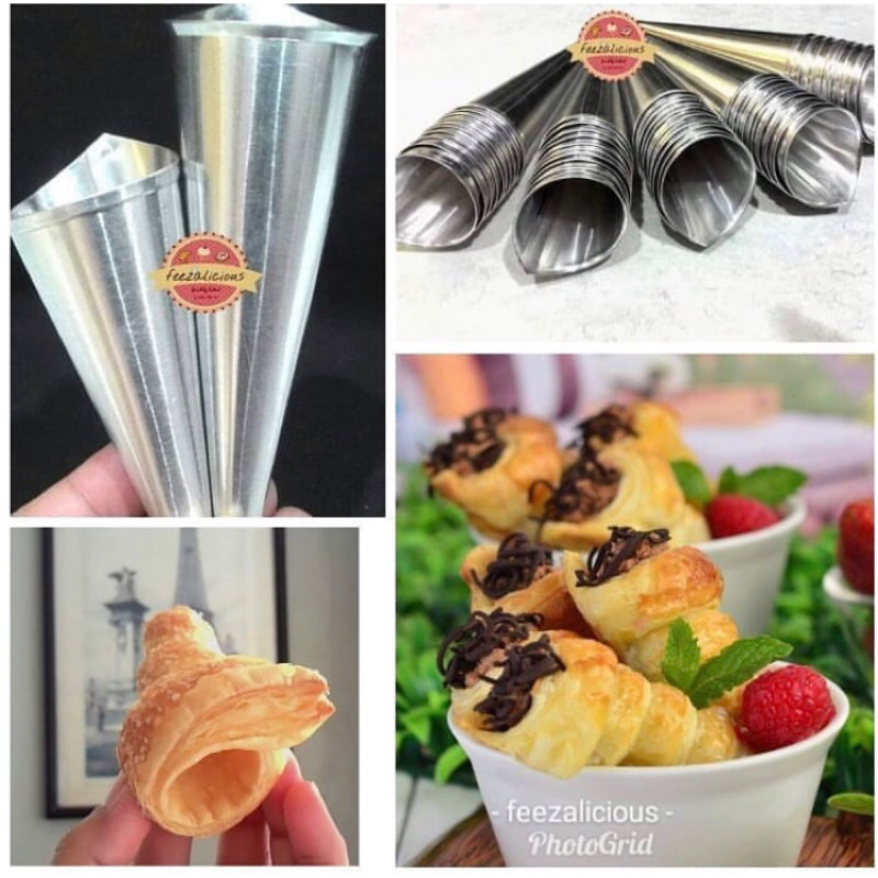 Jual 20 pcs 10 pcs Cetakan Cumcum Cone Pasung Horn Kue Semprong Kerucut Almunium
