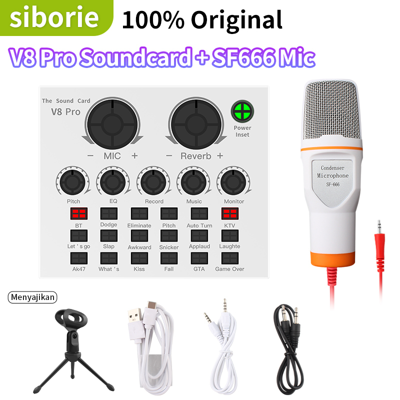 Jual Siborie soundcard White V8 Pro Sound Card Bluetooth live for phone
