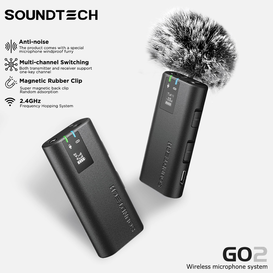 Jual SOUNDTECH GO2+ Wireless Microphone 2.4Ghz Dual-Channel Omni ...