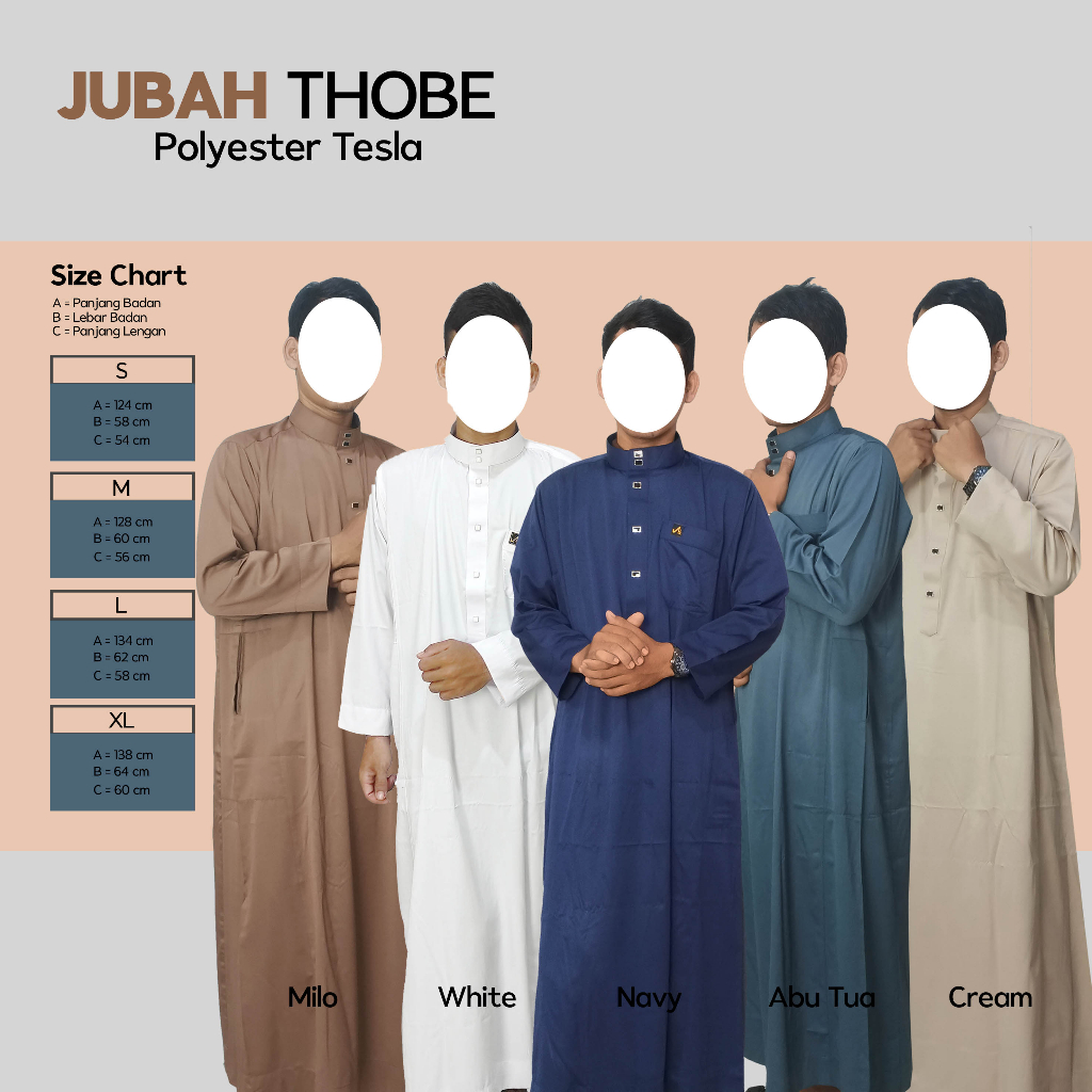 Jual Jubah Pria Lengan Panjang Non Manset Polos Gamis Dihyah Premium