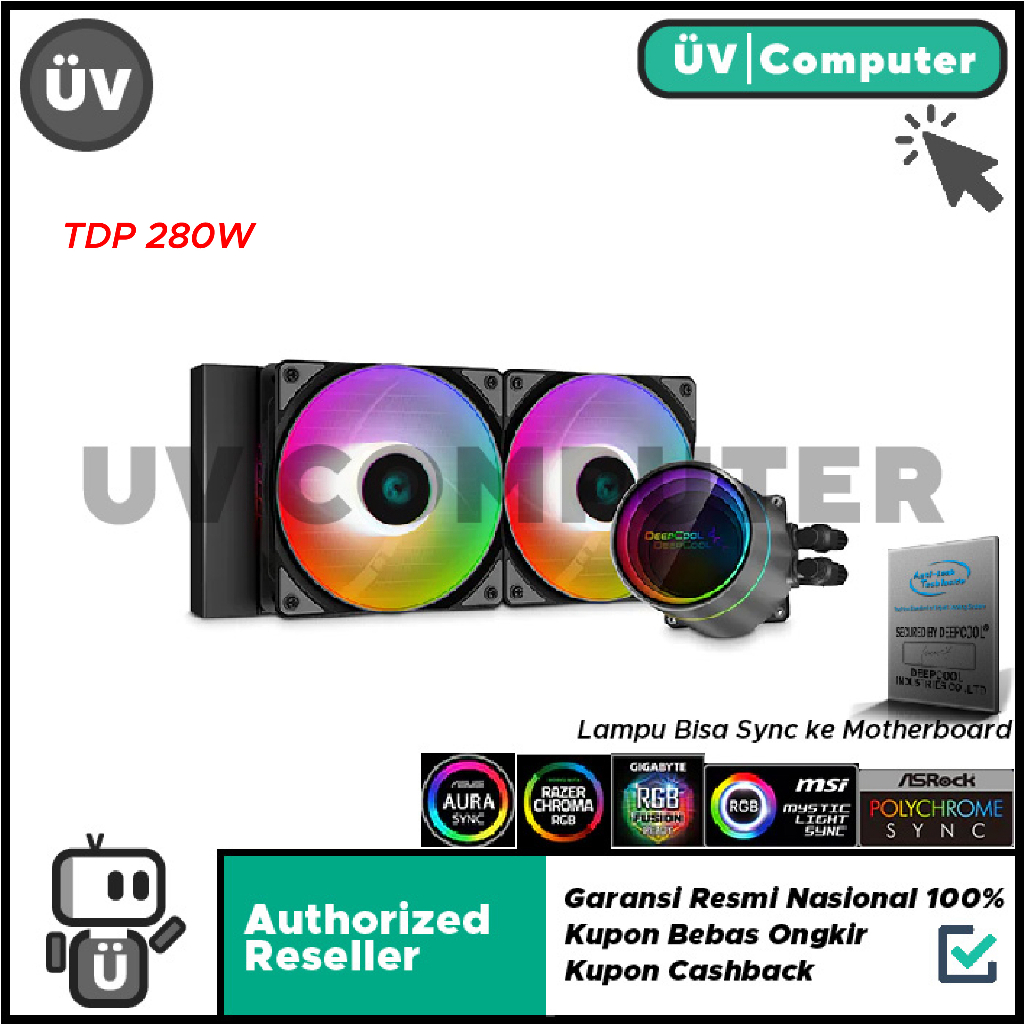 Jual DEEPCOOL CASTLE 240EX 240EX ARGB RGB Sync AIO Water Cooling