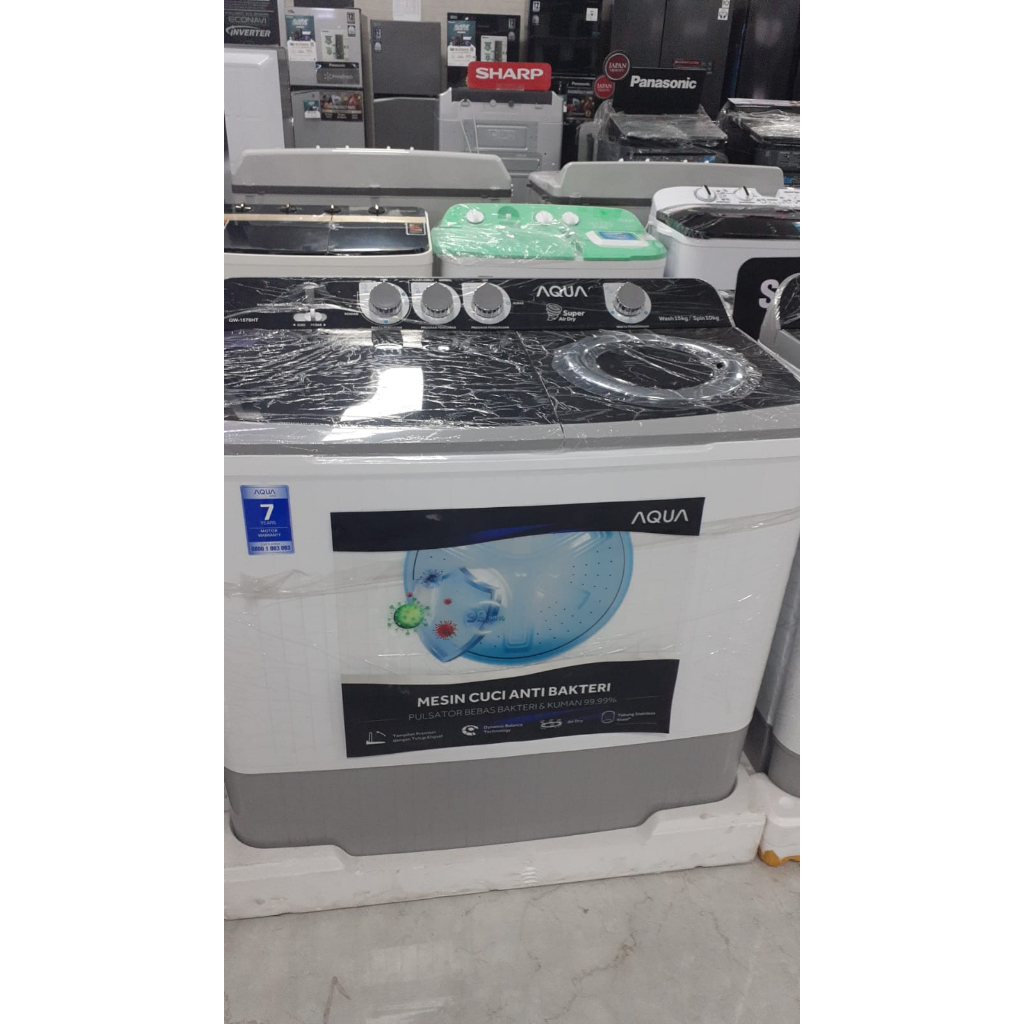 Jual Mesin cuci Aqua 15 kg 2 Tabung QW 1570HT KHUSUS BOGOR KURIR TOKO