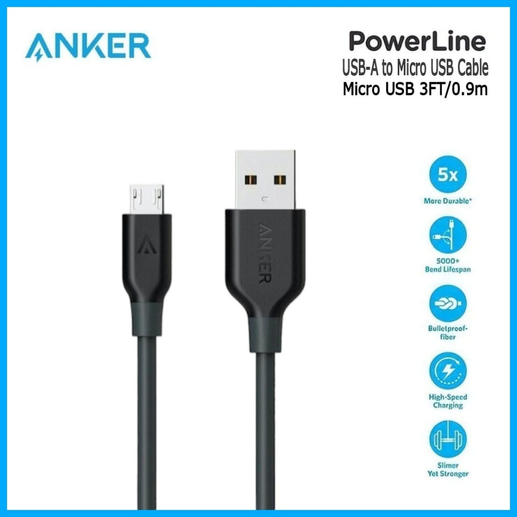 Jual Kabel Data Usb ANKER Micro Usb 3ft / 0,9 meter 90 cm Kabel High