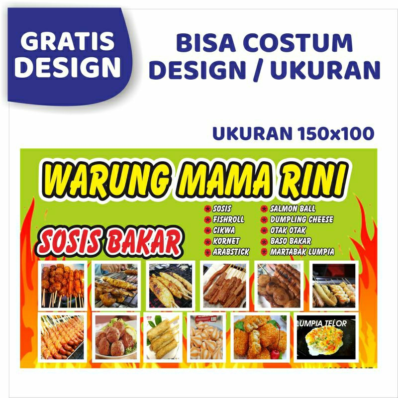 Jual Cetak Banner Spanduk Warung Jajanan Sosis Bakar Seblak Roti Bakar Shopee Indonesia 2929