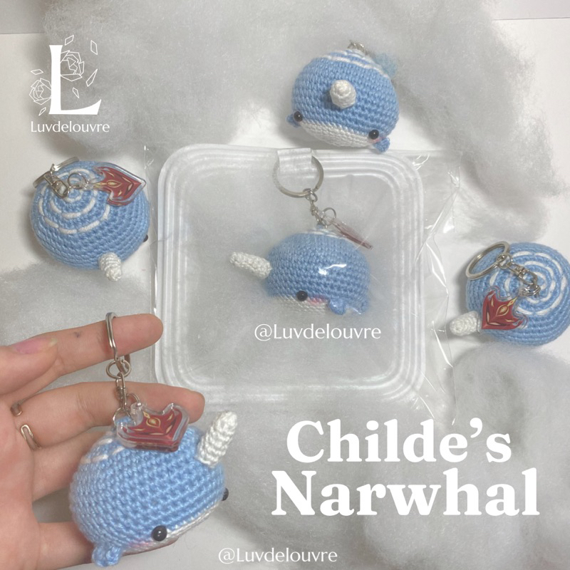 Jual CHILDE TARTAGLIA NARWHAL WHALE GENSHIN CROCHET KEYCHAIN Shopee