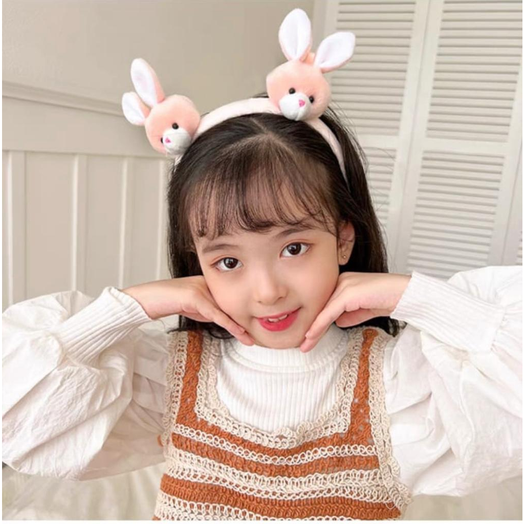 Jual BANDO KOREA ANAK KARAKTER DOUBLE RABBIT LUCU / BANDANA IKAT KEPALA