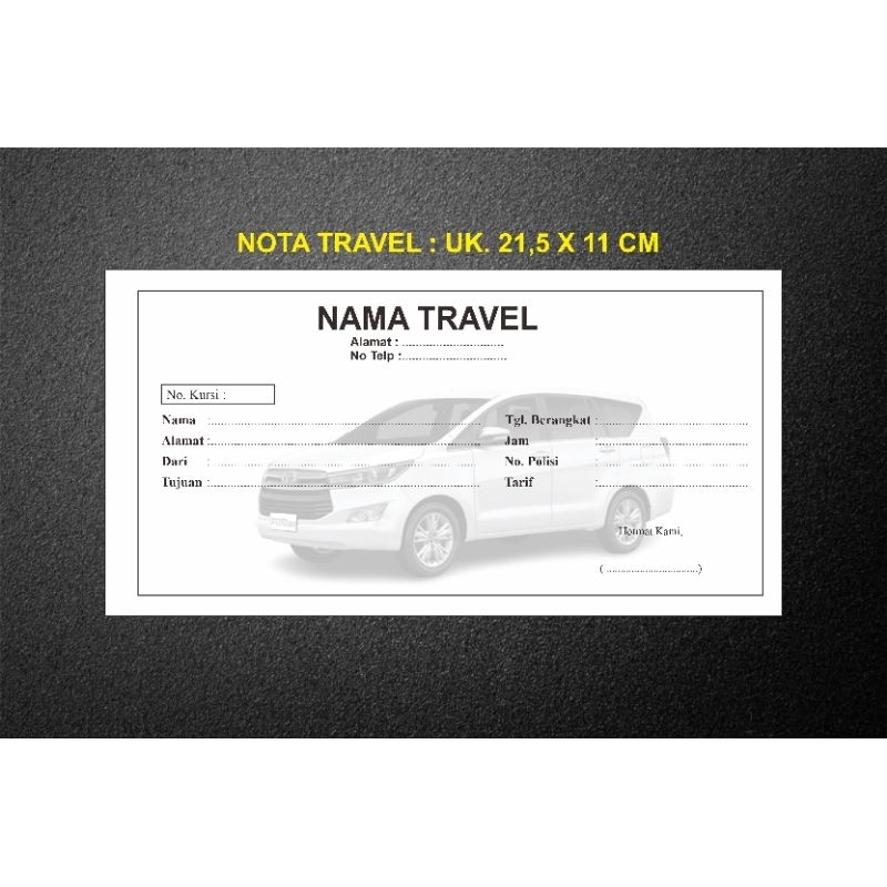 Jual NOTA | KWITANSI CUSTOM | NOTA TRAVEL 1/3folio ( 21,5 x 11 cm ...