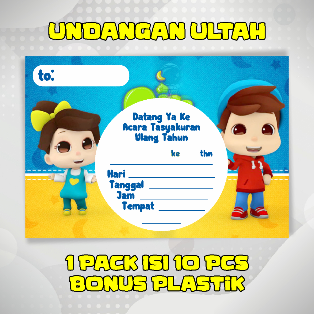 Jual Undangan Ulang Tahun Anak Kartu Ultah Tema Omar Hana Brithday Card ...