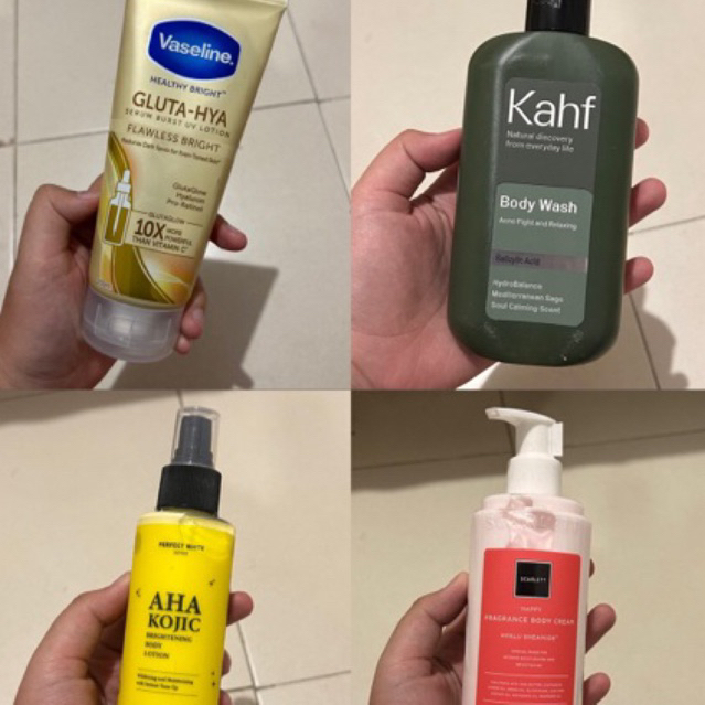 Jual VASELINE GLUTA HYA LOTION KAHF BODY WASH LOTION AHA KOJIC SCARLETT