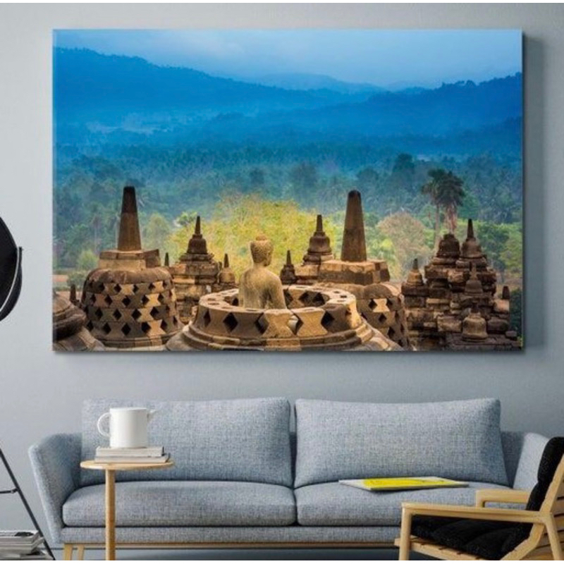 Jual lukisan candi borobudur asli lukisan tangan | Shopee Indonesia