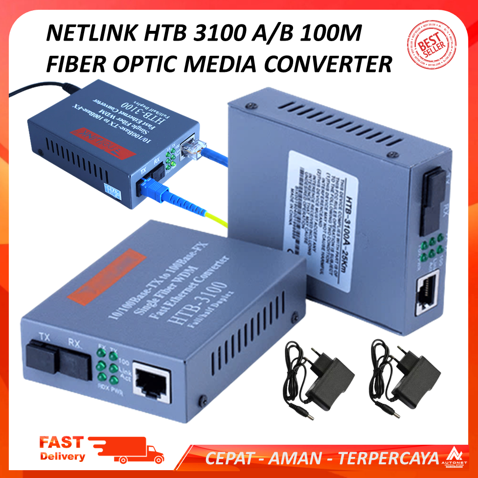 Jual Netlink Htb Fiber Optical Media Converter Rj Km M Media Converter Shopee