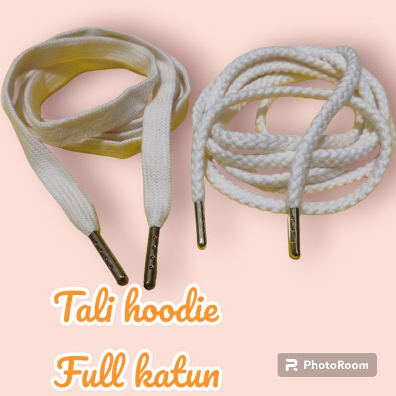 Jual tali hoodie kream full katun / aglet besi | Shopee Indonesia