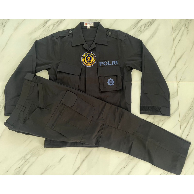 Jual Baju PDL Hitam Brimob Polri Setelan Jatah Kain Halus TACTICAL