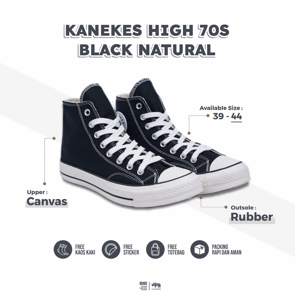 Jual Hanvadz Sepatu 70s High Black White Sepatu Sneakers Casual Pria Wanita Shopee Indonesia 9456