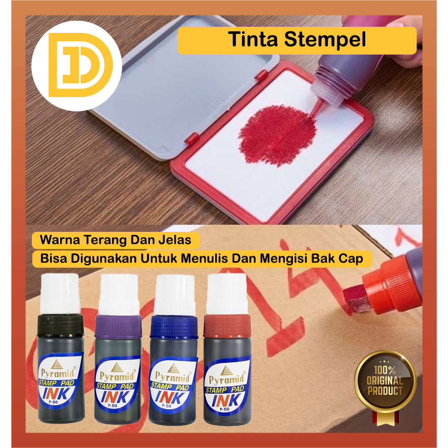 Jual Tinta Stempel Permanent Warna Hitam Biru Ungu Merah Hijau Ink