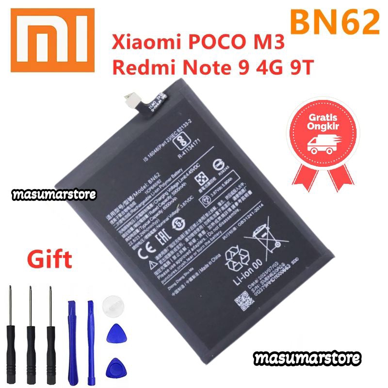 Jual Baterai Batre Battery Bn62 Xiaomi Poco M3 Redmi 9t 6000mah Original Shopee Indonesia 2505