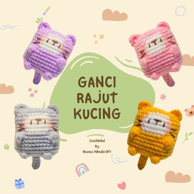 Jual Gantungan Kunci Rajut (Amigurumi) Handmade Motif Kucing | Shopee ...