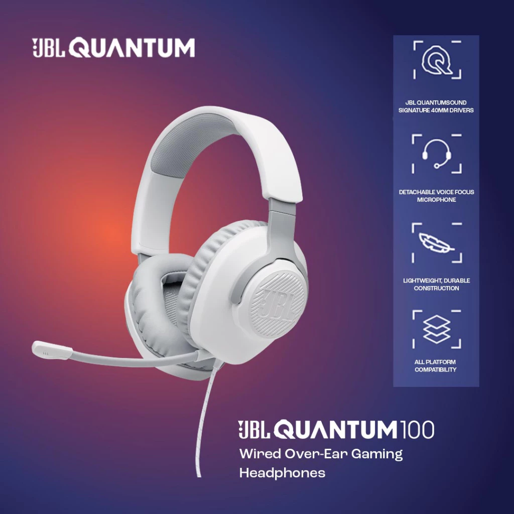 JBL Quantum 100 - Wired Over-Ear Gaming Headphones