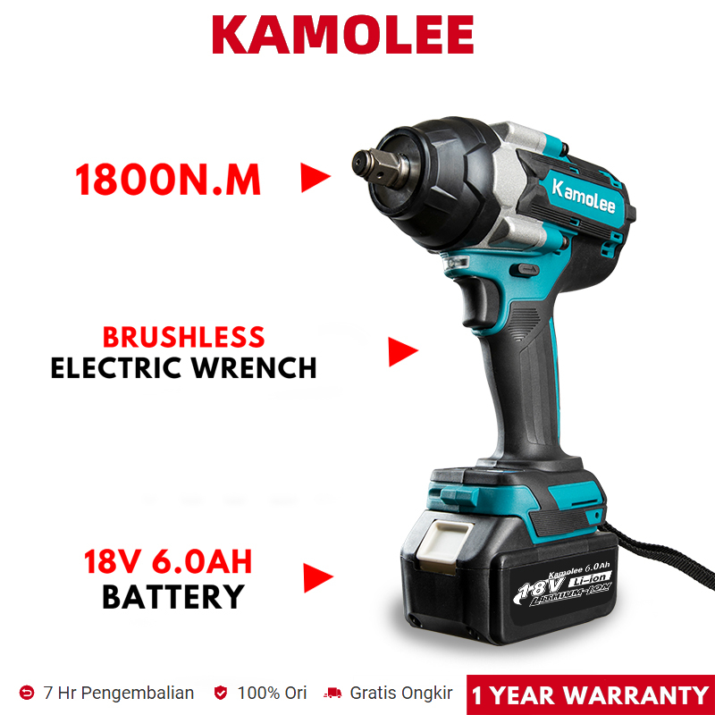 Jual Kamolee DTW700 18V 1800N.M 1/2" Brushless Cordless Impact Wrench ...