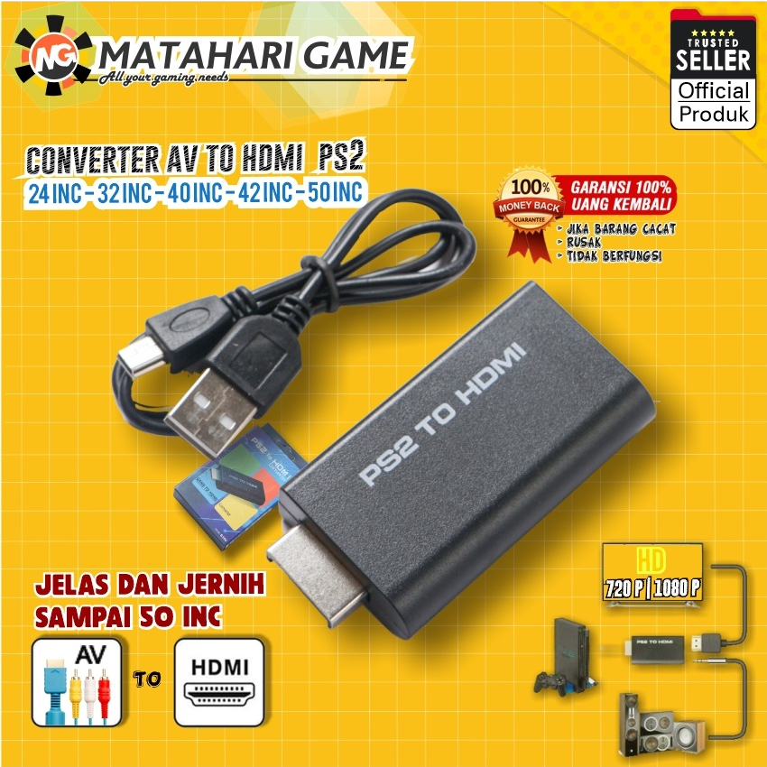 Converter Konverter PS2 To HDMI PS2 PS3 Jernih dan Jelas Up To 62inc  TV