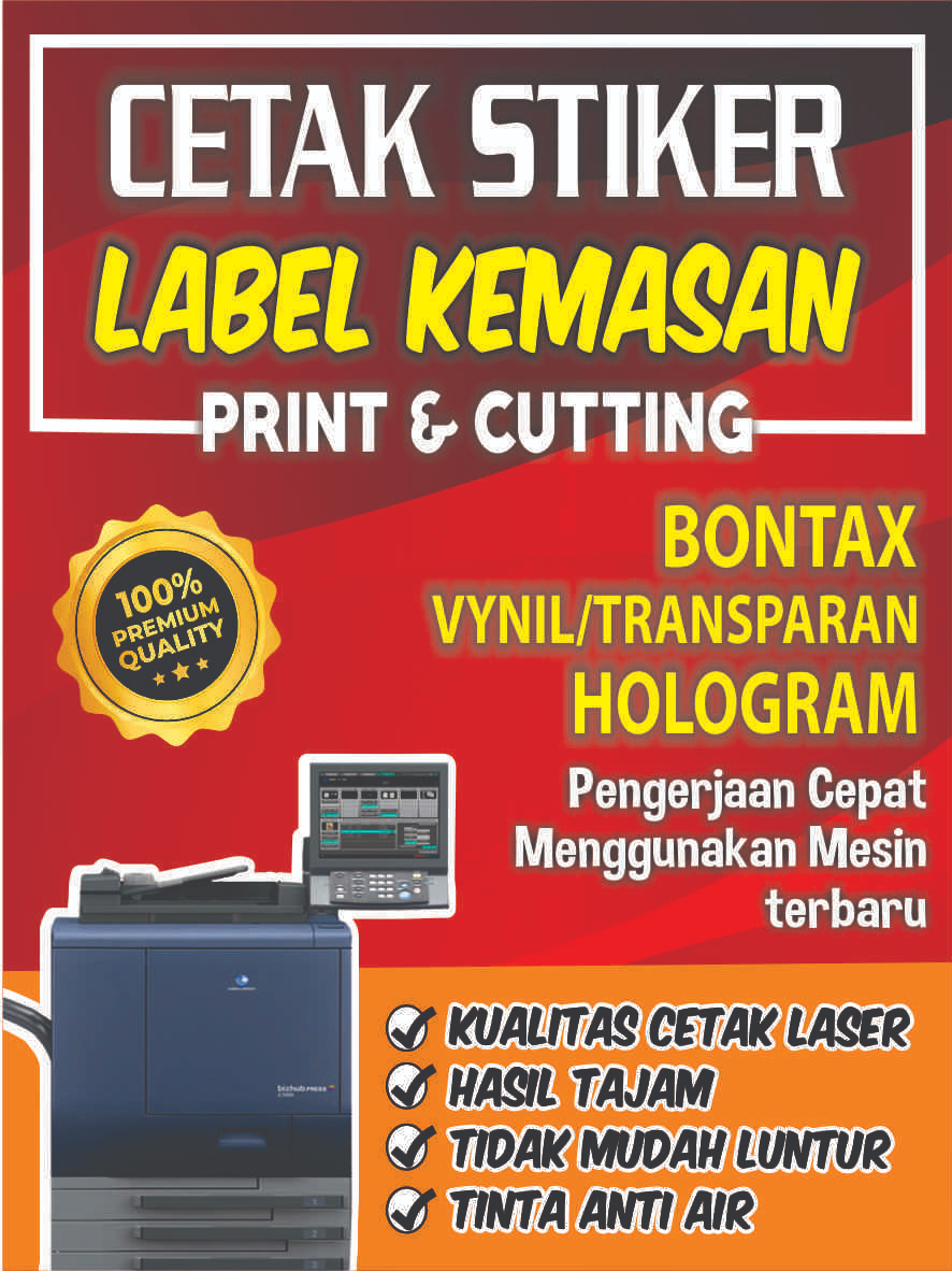 Jual Cetak Stiker Label Kemasan Cutting Stiker Bahan Chromo Bontax