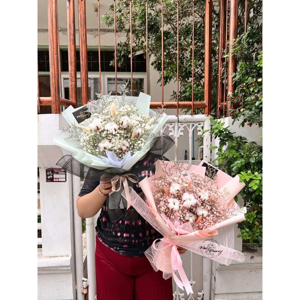 Jual Calynda Dried Flower Bouquet - Buket Bunga Baby Breath Mix Cotton ...