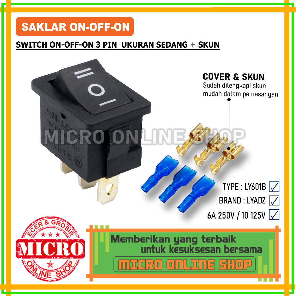 Jual Saklar Jenis On-Off-On Ukuran Sedang + Skun / Switch On Off On 3 ...