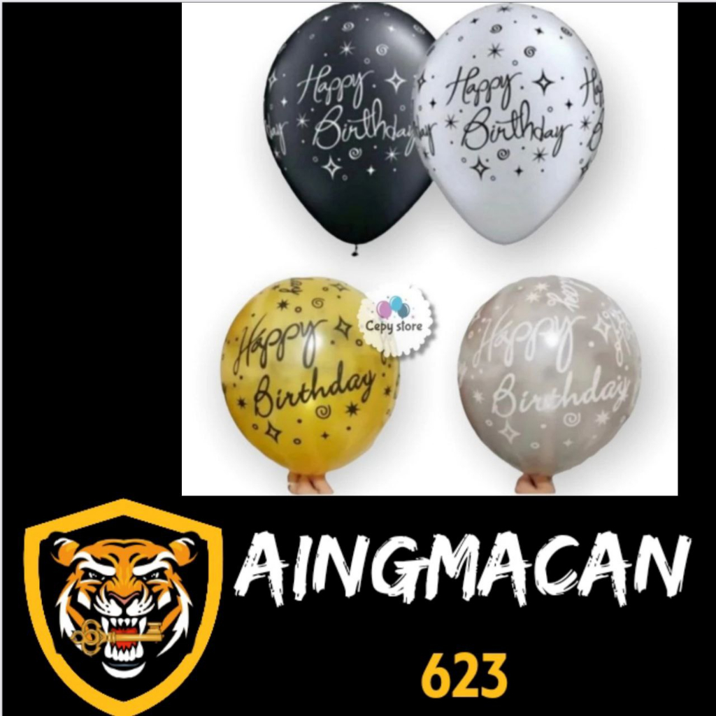 Jual balon ultah balon latex tulisa HAPPY BIRTHDAY warna gold | Shopee