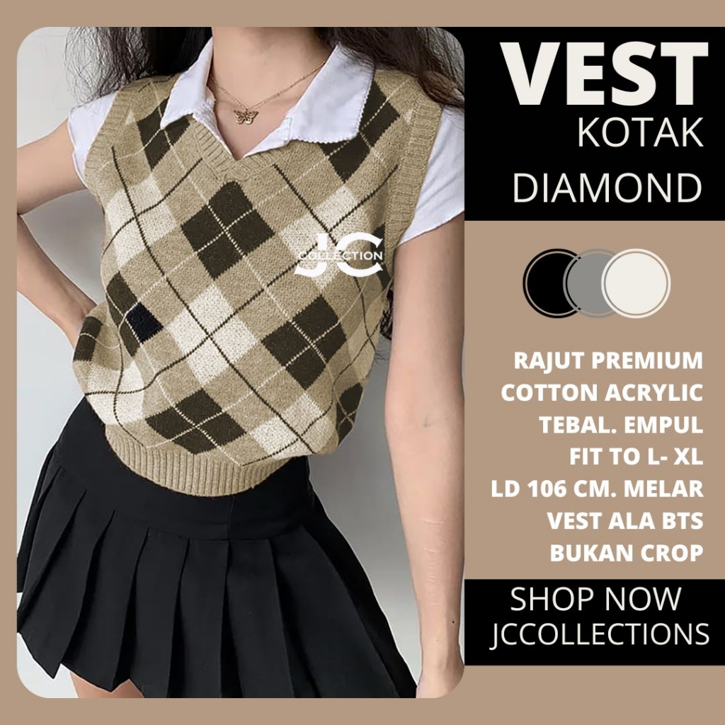 Jual Vest Rajut Premium Sido OVERSIZE / Rompi Rajut BTS / Knit Vest ...