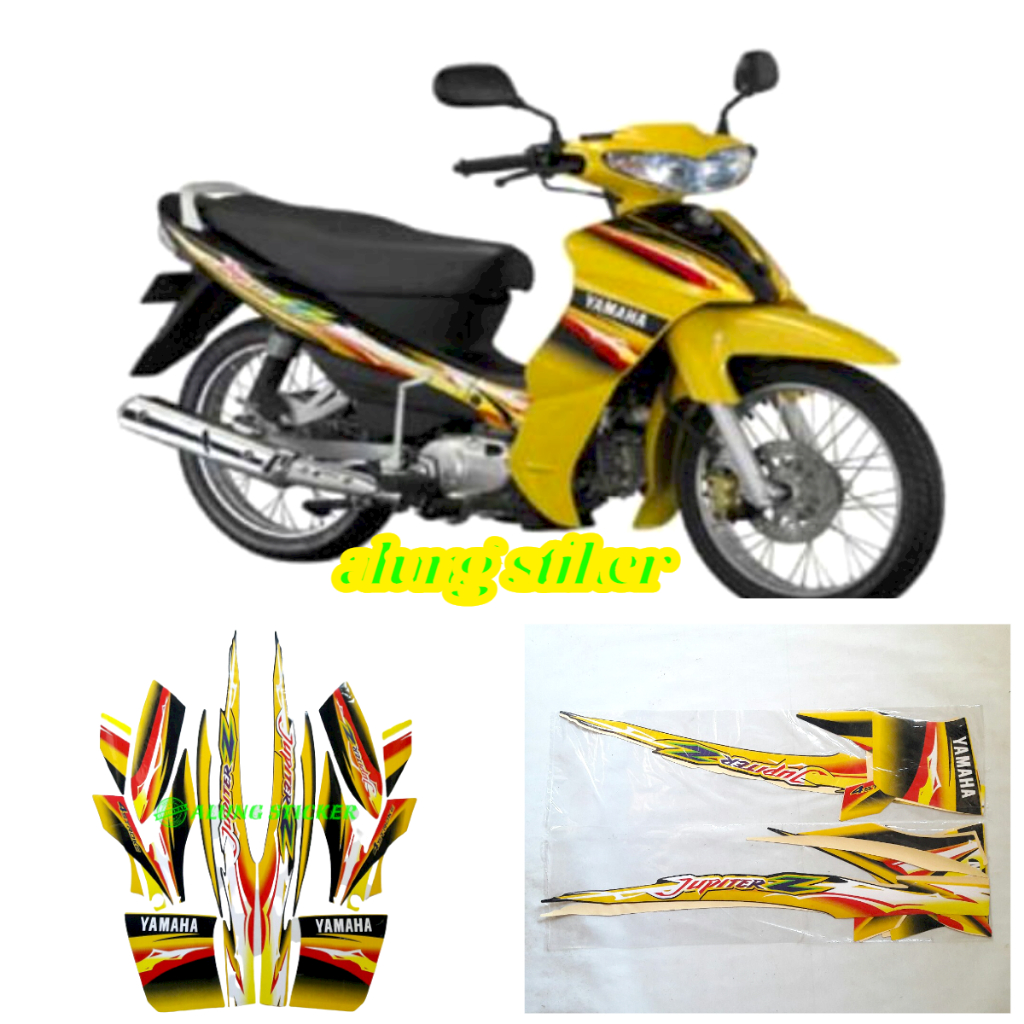 Jual STIKER STRIPING LIS LES BODY MOTOR JUPITER Z STD 2004 HITAM-KUNING