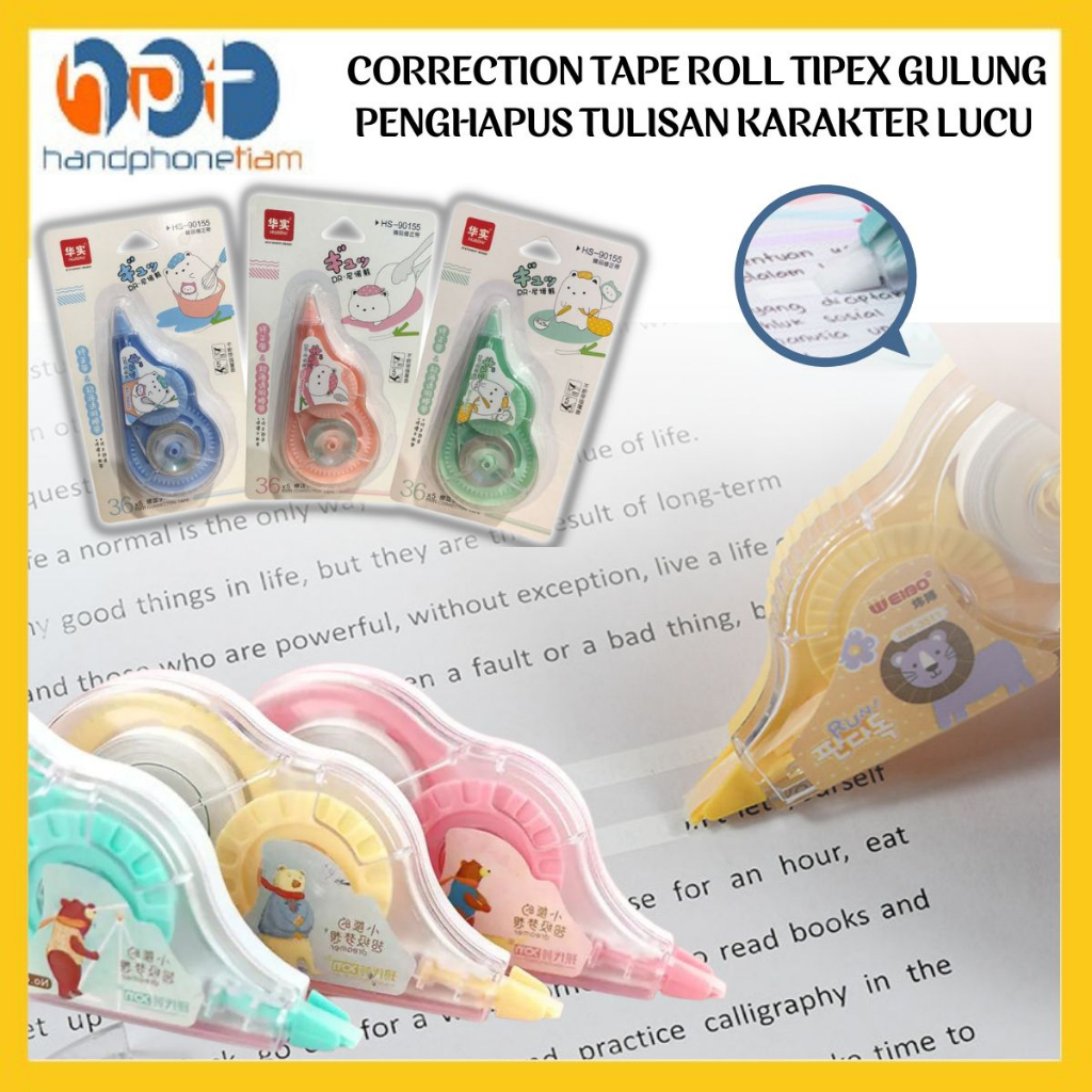 Jual Correction Tape Roll Karakter Lucu Tipex Gulungan Kertas Pita