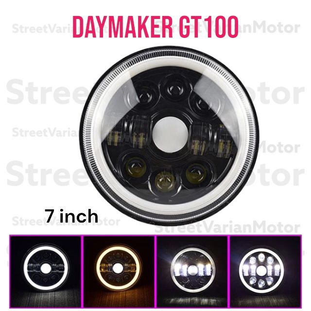 Jual Headlamp LED Daymaker GT100 BULAT 7 Inch Plus Angel Eye | Shopee ...
