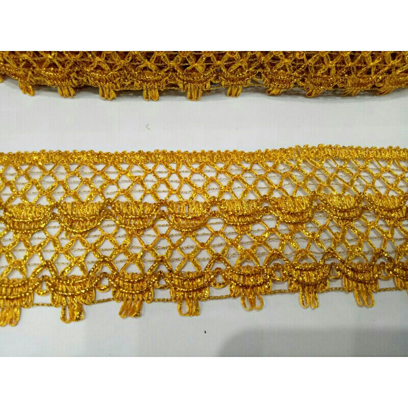 Jual Renda 2 line Gota Full mas ( panjang 9 mtr, Lebar 7cm) | Shopee ...