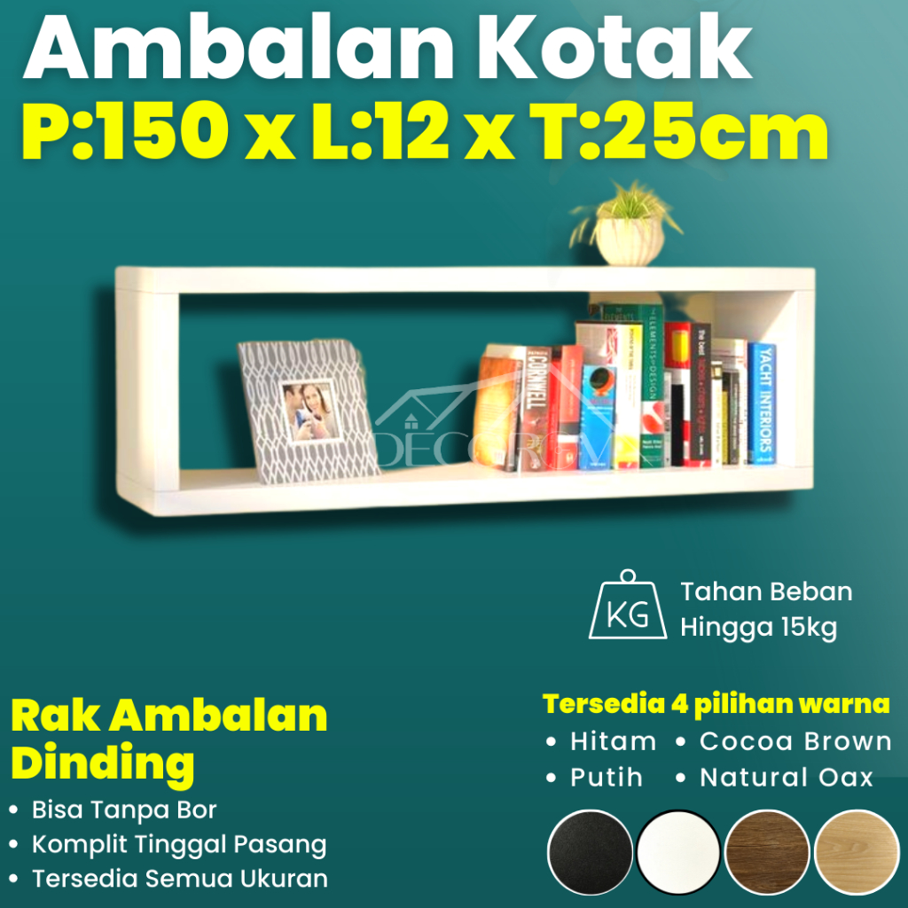 Jual Ambalan Rak Dinding Persegi Panjang Kotak Kubus Minimalis Hiasan Papan Hambalan Kayu Laci 1746