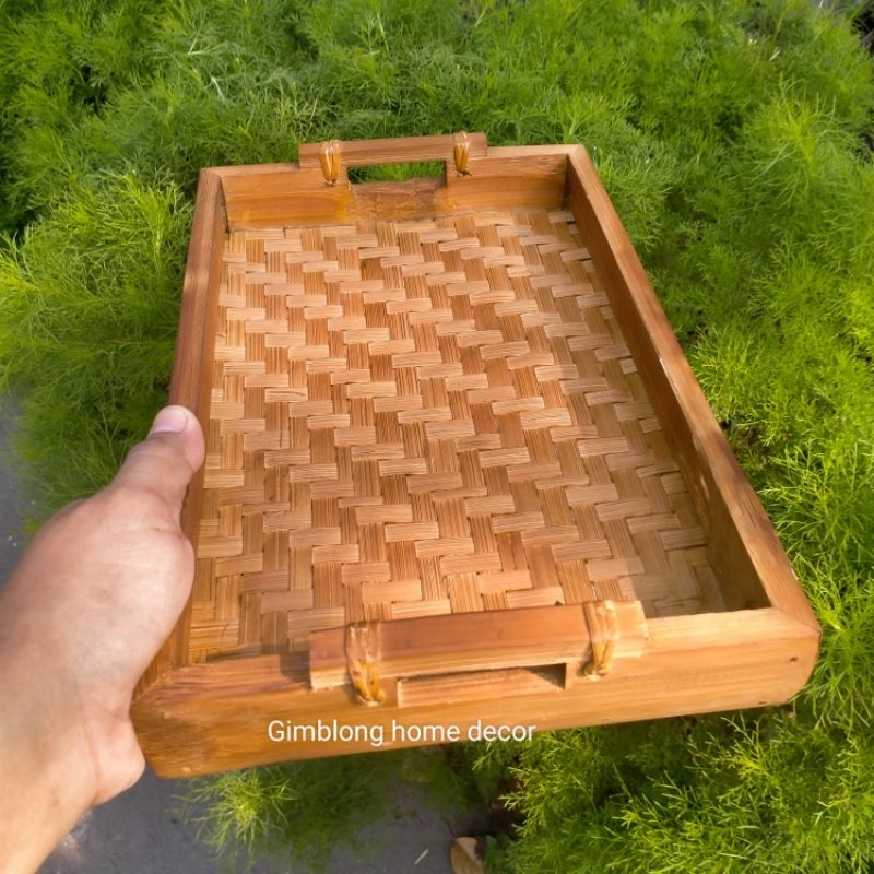 Jual Baki Bambu Jepang Kombinasi Anyaman Nampan Bambu Wood Tray Shopee Indonesia 2416