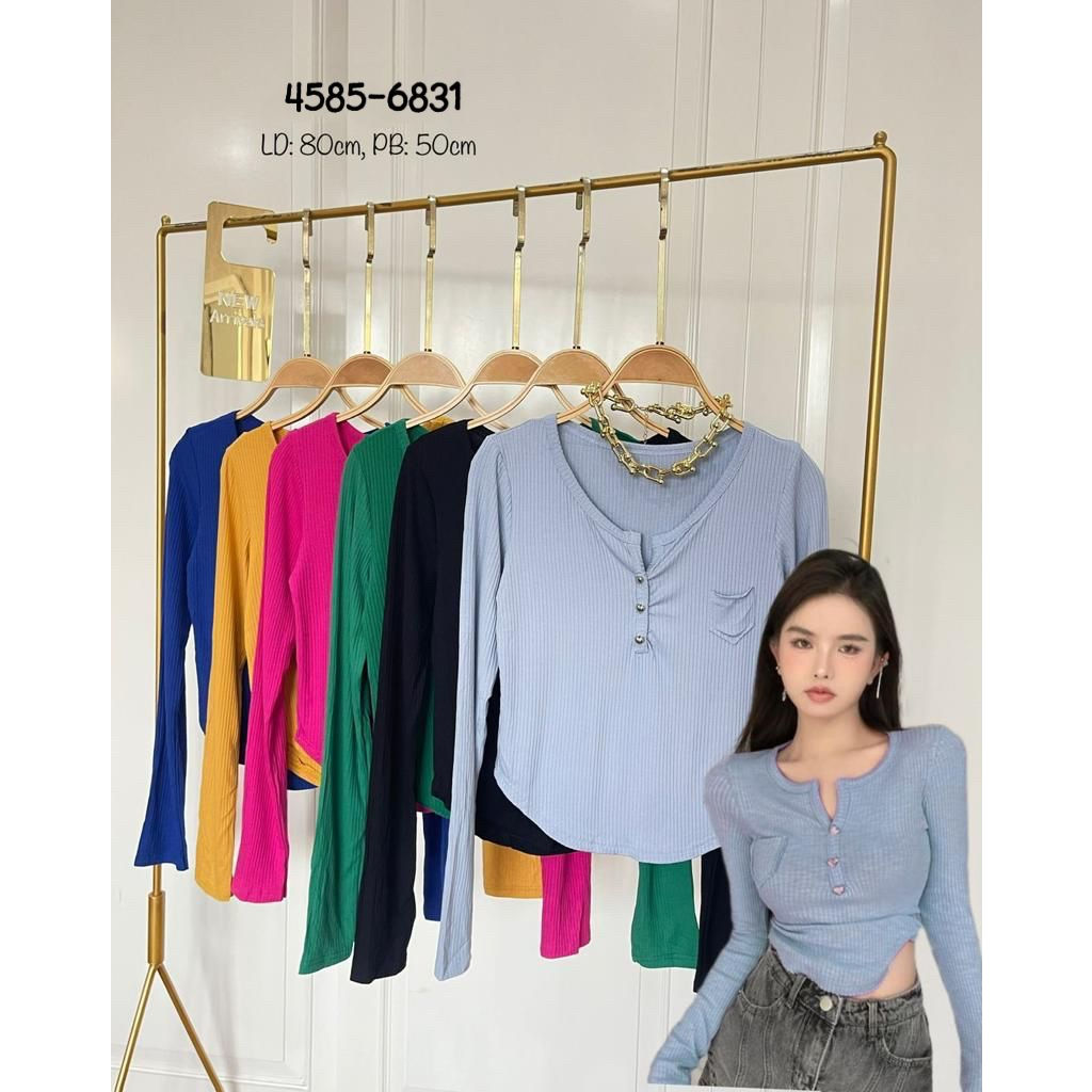 Jual Alexa Lengan panjang Rajut/Button pocket long sleeve shirt/atasan ...