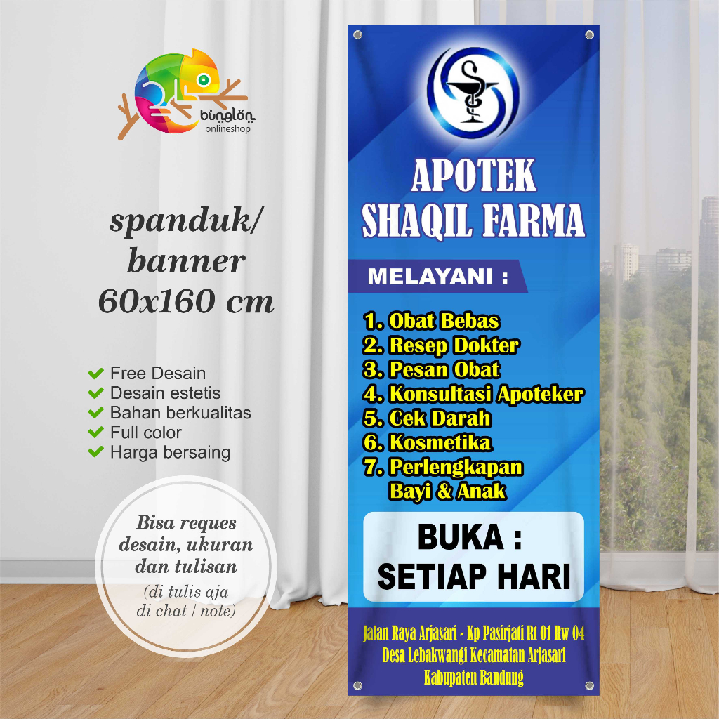 Jual Size 60x160 Spanduk Banner Apotek Custom Desain | Shopee Indonesia