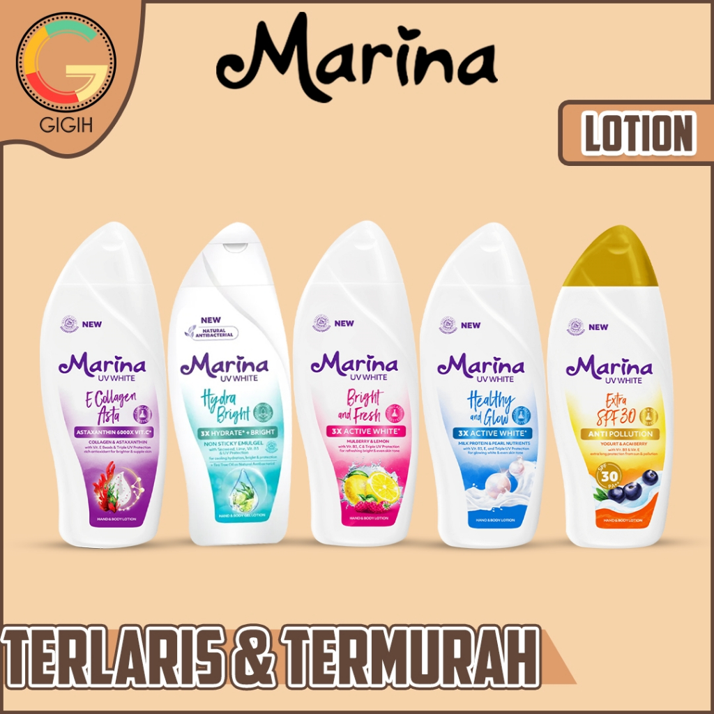 Jual MARINA HAND & BODY LOTION UV WHITE 185ML ( BRIGHT & FRESH / E