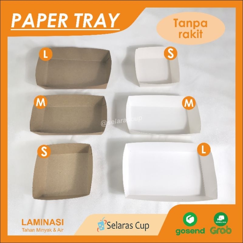 Jual Isi Food Paper Tray Ivory Kraft Murah Size S M L Wadah