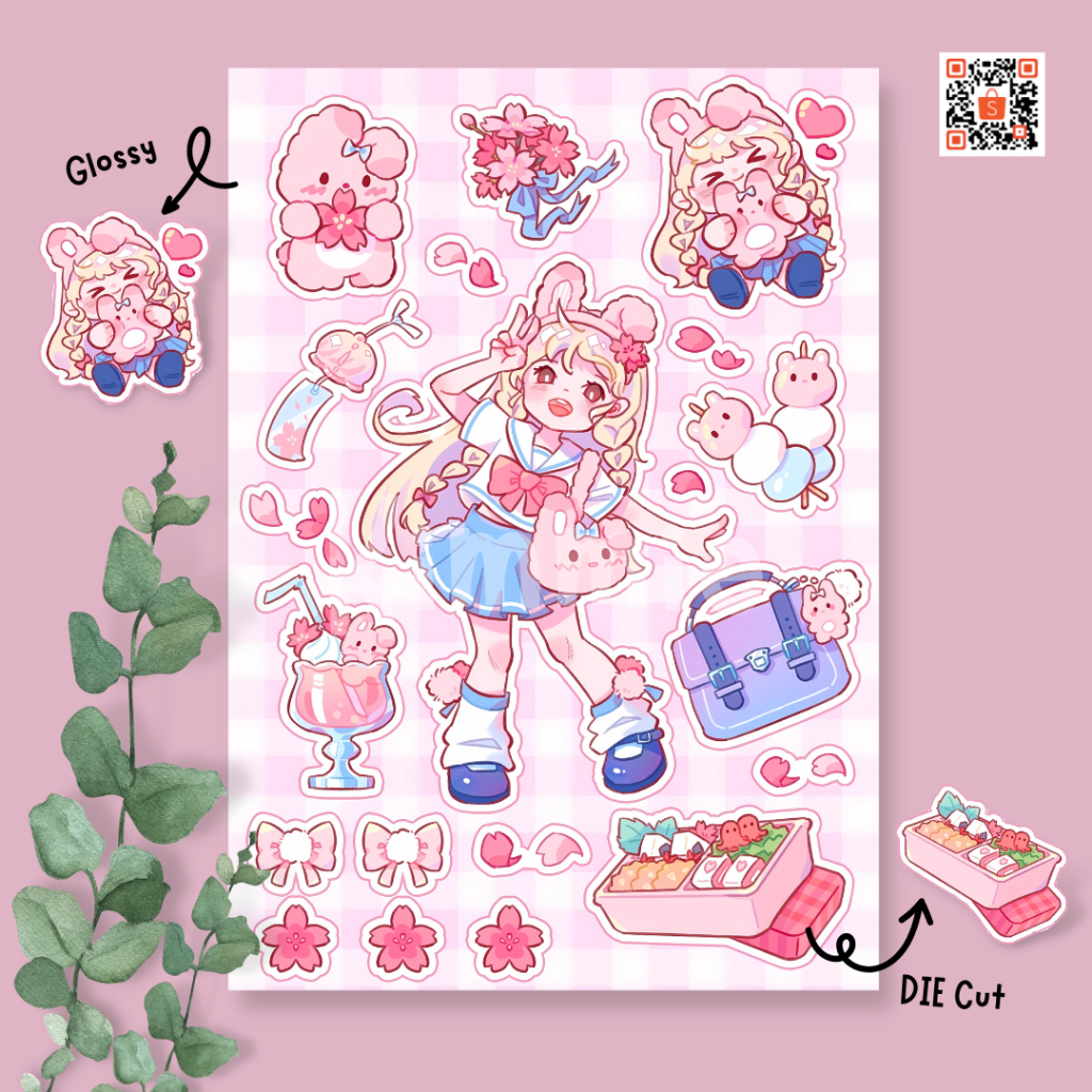 Jual Cute Pink Girl Anime Sticker Shopee Indonesia