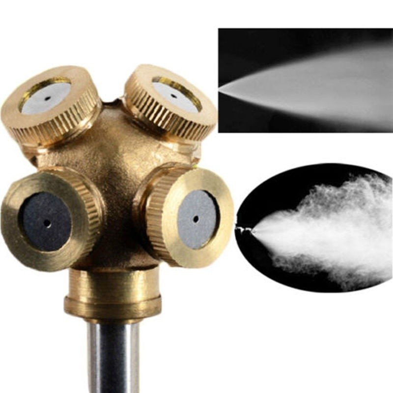 Sprinkler Spray Nozzle Air Irigasi Taman Brass 4 Holes Irigasi Water Mist Sprinkler Nozzle Brass 1/2