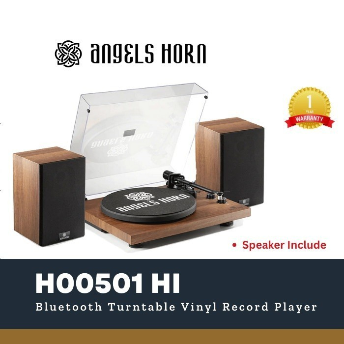ANGELS HORN Enceintes Bluetooth 5.2 actives à champ proche 2.0 stéréo, 60 W RMS avec entrée de ligne auxiliaire, télécommande, 2 voies et finition bois minimaliste