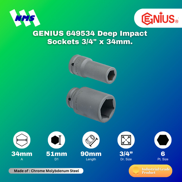Jual Kunci Shock GENIUS 649534 Deep Impact Sockets 3/4