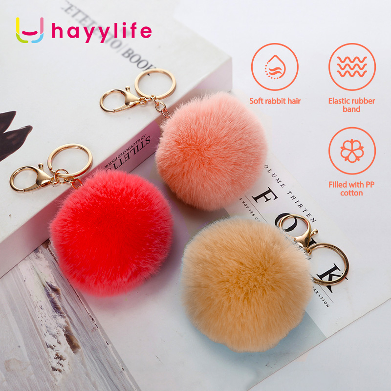 Jual Hayylife Gantungan Bola Bulu - Gantungan Kunci Bola Bulu Faux ...